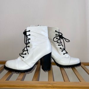 White Ankle Boots With Heel | RAYE